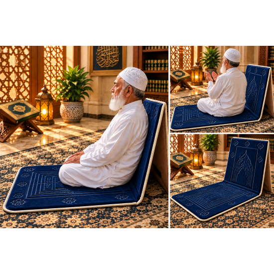 Foldable Padded Prayer Mat with Back Support