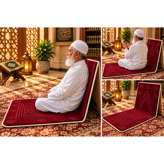 Foldable Padded Prayer Mat with Back Support