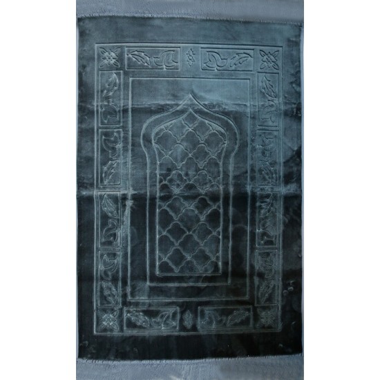 Double Padded Gey Velvet Prayer Rug | ڈبل پیڈڈ گرے ویلویٹ جائے نماز	