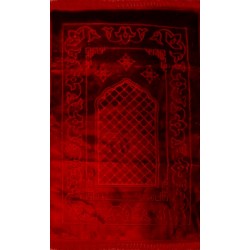 Double Layered Maroon Velvet Prayer Rug | ڈبل لیئرڈ میرون ویلوٹ جائے نماز