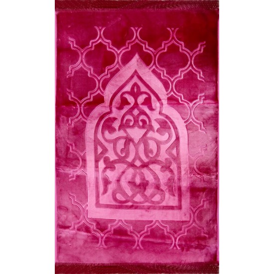 Double Padded Pink Velvet Prayer Rug | ڈبل پیڈڈ نرم پنک ویلوٹ جائے نماز