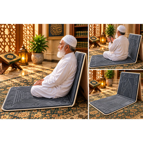 Foldable Padded Prayer Mat with Back Support