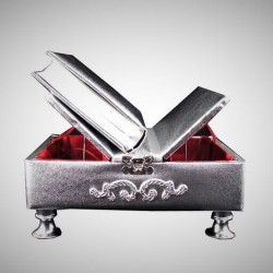 Silver Quran Cover and Stand Rahle