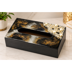 Elegant Pearl Decorated Resin Tissue Holder