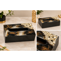 Elegant Pearl Decorated Resin Tissue Holder