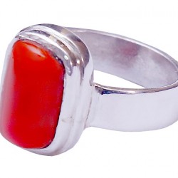 Natural Red Coral Marjan Capsule Ring in Pure Silver – Sunnah-Inspired Stone for Courage, Rizq & Healing