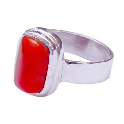 Natural Red Coral Marjan Capsule Ring in Pure Silver – Sunnah-Inspired Stone for Courage, Rizq & Healing