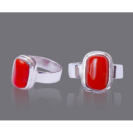 Coral Marjan Capsule Silver Ring