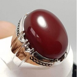 Men's Dark Brown Yemeni Aqeeq Ring – Sunnah Stone of Protection, Rizq & Spiritual Power