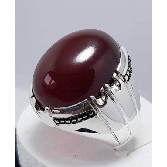 Men Dark Brown Yemeni Aqeeq Ring 