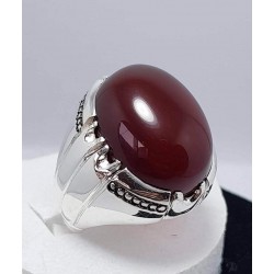 Men's Dark Brown Yemeni Aqeeq Ring – Sunnah Stone of Protection, Rizq & Spiritual Power