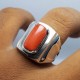 Natural Dark Deep Red Coral Marjan Ring