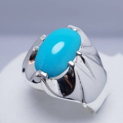 Turquoise (Feroza) Paw-Shaped Pure Silver Ring – Islamic Protection & Rizq Stone
