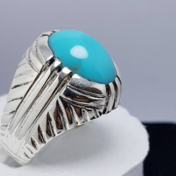 Turquoise (Feroza) Tiger Claw-Style Silver Ring – Power & Rizq Protection Stone