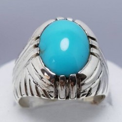 Turquoise (Feroza) Tiger Claw-Style Silver Ring – Power & Rizq Protection Stone