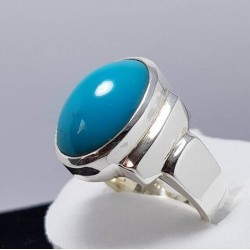 Handcrafted Silver Ring with Natural Turquoise (Feroza) Gemstone – Islamic Protection & Blessings