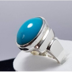 Handcrafted Silver Ring with Natural Turquoise (Feroza) Gemstone – Islamic Protection & Blessings