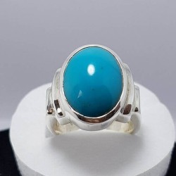 Handcrafted Silver Ring with Natural Turquoise (Feroza) Gemstone – Islamic Protection & Blessings