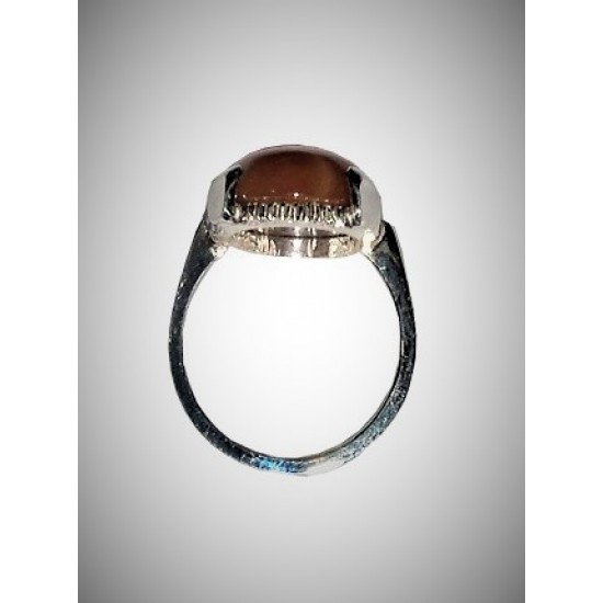 Carnelian Aqeeq Silver Ring