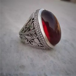 Natural Ruby (Yaqoot) Ring in Pure Silver – Gemstone of Leadership & Spiritual Power for Men