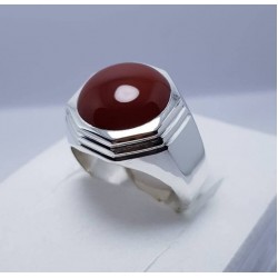 Natural Blood Red Yemeni Aqeeq Ring in Pure Silver – Sunnah Stone of Rizq, Safety & Barakah