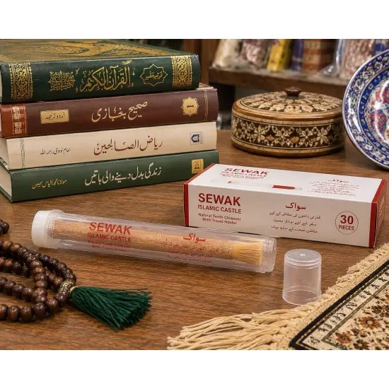 Premium 6 Inch Miswak (Sewak) with Travel Holder – Vacuum Packed Arak Tree Stick
