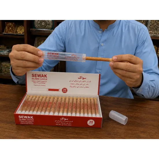 Premium 6 Inch Miswak (Sewak) with Travel Holder – Vacuum Packed Arak Tree Stick