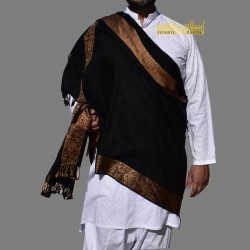 Men’s Black Wool Kashmiri Shawl – Woven Pashmina for Winter & Events
