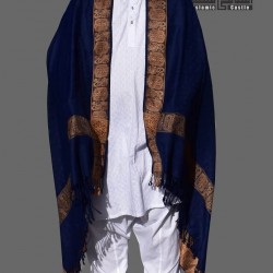Men’s Wool Shawl – Woven Blue Winter Shawl for Gents