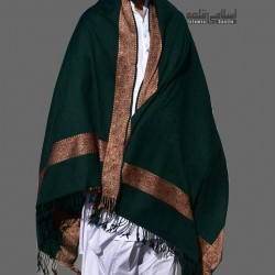 Men’s Wool Shawl – Woven Dark Green Winter Shawl for Gents