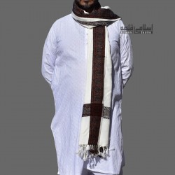 Men’s White Wool Shawl – Woven Soft Winter Shawl for Gents