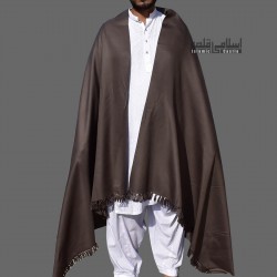 Dark Grey Kashmiri Wool Shawl – Plain Pashmina Style for Men & Women