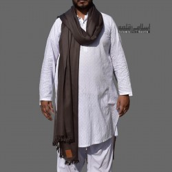 Dark Grey Kashmiri Wool Shawl – Plain Pashmina Style for Men & Women