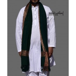 Men’s Wool Shawl – Woven Dark Green Winter Shawl for Gents
