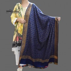 Women’s Navy Blue Kashmiri Shawl – Full Traditional Embroidery