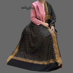 Women's Black & Golden Shawl with Self Embroidery – Woolen Winter Wrap