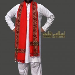 Men’s Red Wool Kashmiri Shawl – Woven Pashmina with Elegant Design
