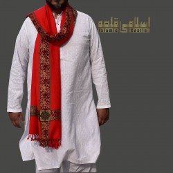 Men’s Red Wool Kashmiri Shawl – Woven Pashmina with Elegant Design