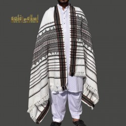 White Sindhi Handmade Shawl for Men – Traditional Winter Wrap