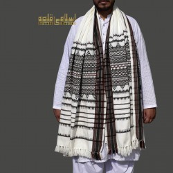 White Sindhi Handmade Shawl for Men – Traditional Winter Wrap