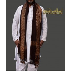 Men’s Wool Shawl – Woven Dark Brown Winter Shawl for Gents