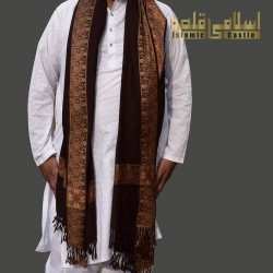 Men’s Wool Shawl – Woven Dark Brown Winter Shawl for Gents