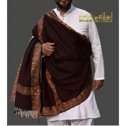 Men’s Wool Shawl – Woven Dark Brown Winter Shawl for Gents