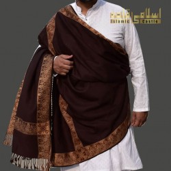 Men’s Wool Shawl – Woven Dark Brown Winter Shawl for Gents
