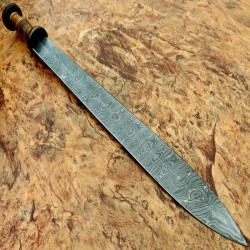 NS-104 CUSTOM HANDMADE 28 Inches Damascus Steel Sword Paka Wood Handle