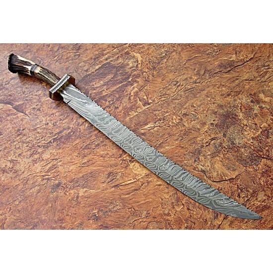 NS-108 CUSTOM HANDMADE 33 Inches Beautiful Stag Horn Handle Sword
