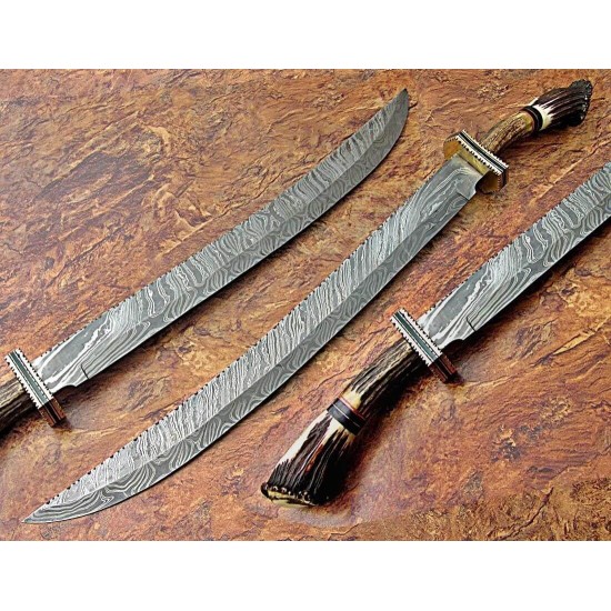 NS-108 CUSTOM HANDMADE 33 Inches Beautiful Stag Horn Handle Sword