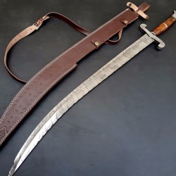NS-110 CUSTOM HANDMADE 35 Inches Rose Wood Handle Arabian Sword