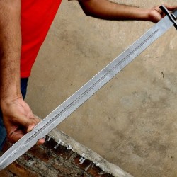 NS-113 CUSTOM HANDMADE 36 Inches Damascus Steel Sword Rose Wood Handle