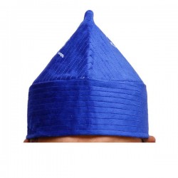 Kufi Cone Taj Blue – Naqshbandi Sufi Muslim Velvet Kufi Hat / Topi